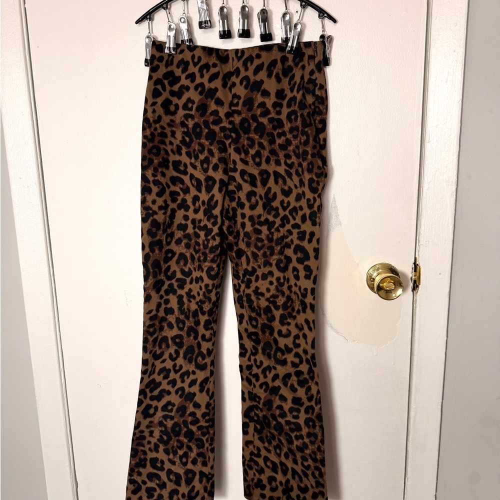 ZARA cheetah print straight leg pants